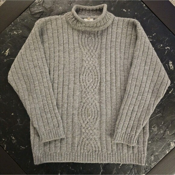 Bonner Of Ireland Wool Alpaca Sweater Gray Womens S Aran Irish Fisherman Vintage - Picture 1 of 6